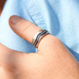 Life's a Beach Sterling Silver Blue Sapphire & Topaz Stone Band Ring