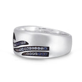 Breaking Waves Sterling Silver Blue Sapphire & Topaz Stone Band Ring