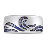 Surf's Up Sterling Silver Blue Sapphire & Topaz Band Ring