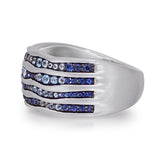Maverick Surfer Sterling Silver Blue Sapphire & Topaz Stone Band Ring