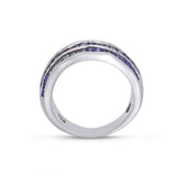 Maverick Surfer Sterling Silver Blue Sapphire & Topaz Stone Band Ring