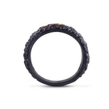 Fire in My Soul Black Rhodium Plated Sterling Silver Textured Red Orange Enamel Band Ring