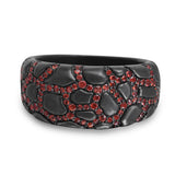 Fiery Ascent Black Rhodium Plated Sterling Silver Textured Band Ring with Garnets