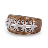 Touchdown American Football Brown Rhodium Plated Sterling Silver Diamond Ring