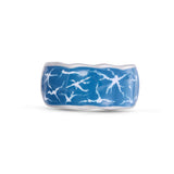 Ocean Waves Sterling Silver Blue Green Enamel Band Ring