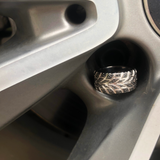 Racer Swag Black Rhodium Plated Sterling Silver Tire Tread Black Diamond Band Ring