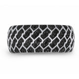 Fast Track Black Rhodium Plated Sterling Silver Tire Tread Black Diamond Band Ring