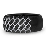 Fast Track Black Rhodium Plated Sterling Silver Tire Tread Black Diamond Band Ring