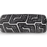 Pro Rider Black Rhodium Plated Sterling Silver Tire Tread Black Diamond Band Ring