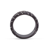 Pro Rider Black Rhodium Plated Sterling Silver Tire Tread Black Diamond Band Ring