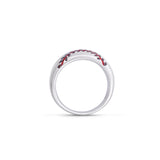Home Run Baseball Sterling Silver Red Diamond & Enamel Band Ring