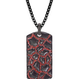 Fiery Ascent Black Rhodium Plated Sterling Silver Textured Tag with Garnets