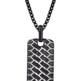 Fast Track Black Rhodium Plated Sterling Silver Tire Tread Black Diamond Tag