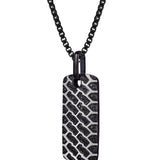 Fast Track Black Rhodium Plated Sterling Silver Tire Tread Black Diamond Tag