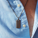 Fast Track Black Rhodium Plated Sterling Silver Tire Tread Black Diamond Tag
