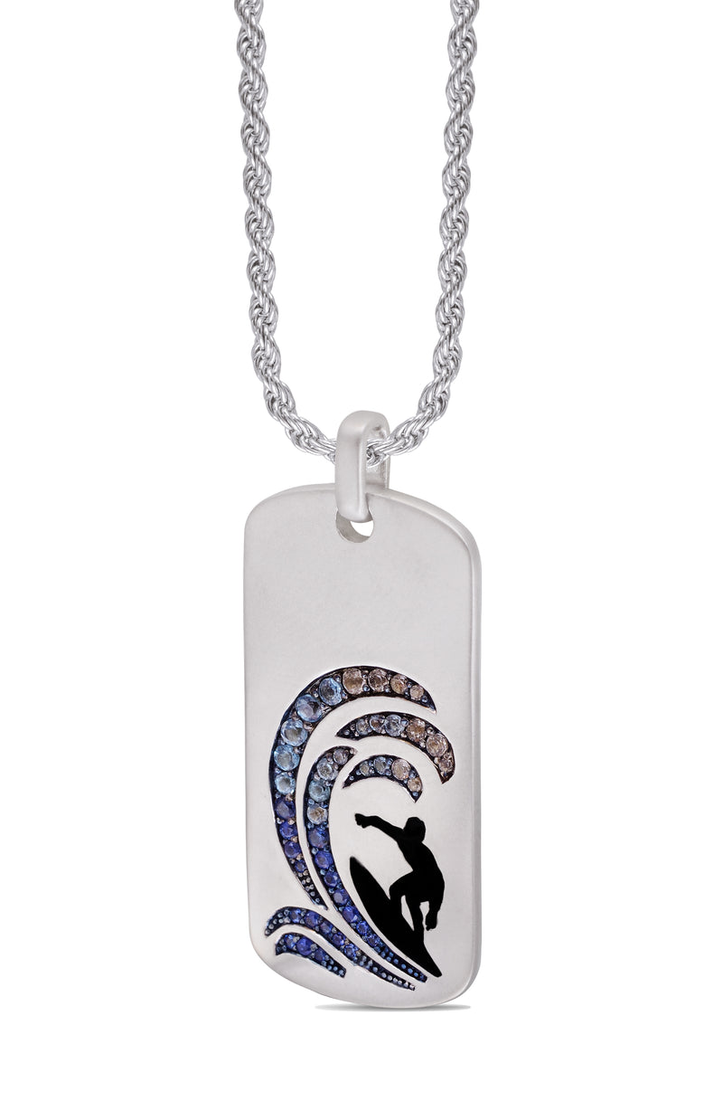 Surfer's Paradise Sterling Silver Blue Sapphire & Topaz Stone Tag