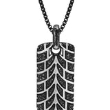Racer Swag Black Rhodium Plated Sterling Silver Tire Tread Black Diamond Tag