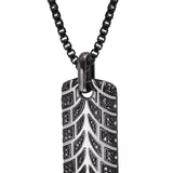 Racer Swag Black Rhodium Plated Sterling Silver Tire Tread Black Diamond Tag
