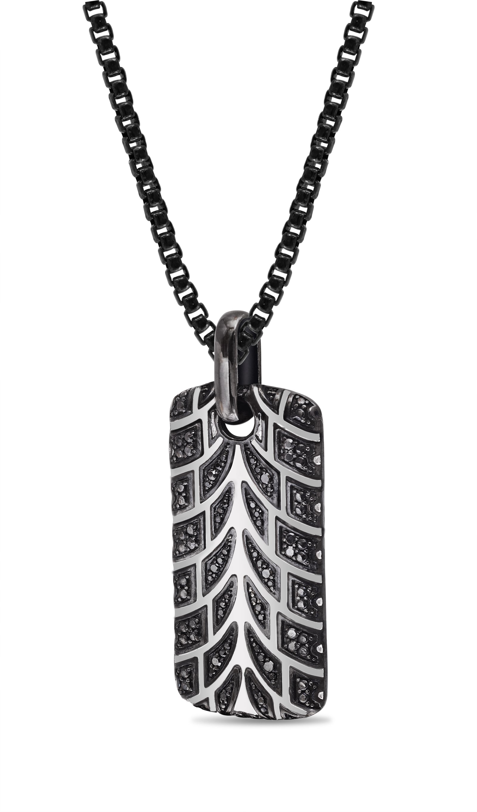 Racer Swag Black Rhodium Plated Sterling Silver Tire Tread