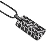 Racer Swag Black Rhodium Plated Sterling Silver Tire Tread Black Diamond Tag