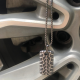 Racer Swag Black Rhodium Plated Sterling Silver Tire Tread Black Diamond Tag