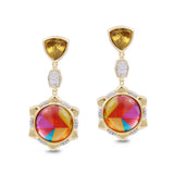 Girl on Fire Citrine & Diamond Mosaic Earrings in 14K Yellow Gold Plated Sterling Silver