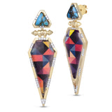 Fearless Turquoise Diamond Earrings in 14K Yellow Gold Plated Sterling Silver