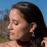 Love Me Not Amethyst Diamond Mosaic Earrings in 14K Yellow Gold Plated Sterling Silver