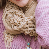 Free Spirit Turquoise & Pearl Diamond Necklace in 14K Yellow Gold Plated Sterling Silver