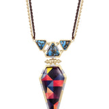 Fearless Turquoise Diamond Necklace in 14K Yellow Gold Plated Sterling Silver