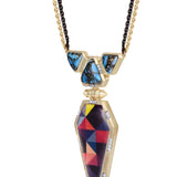Fearless Turquoise Diamond Necklace in 14K Yellow Gold Plated Sterling Silver