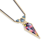 Fearless Turquoise Diamond Necklace in 14K Yellow Gold Plated Sterling Silver