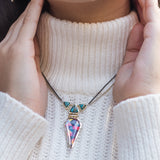 Fearless Turquoise Diamond Necklace in 14K Yellow Gold Plated Sterling Silver