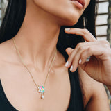 Unicorn Popcorn Pearl & Diamond Mosaic Necklace in 14K Yellow Gold Plated Sterling Silver