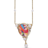 Pops of Passion Pearl & Diamond Mosaic Necklace in 14K Yellow Gold Plated Sterling Silver