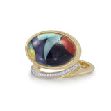 Drama Queen Oval Diamond Mosaic Ring in 14K Yellow Gold Plated Sterling Silver
