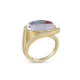 Drama Queen Oval Diamond Mosaic Ring in 14K Yellow Gold Plated Sterling Silver