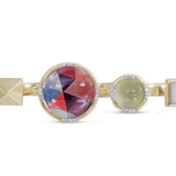 Envy Me Multifinger Prehnite & Moonstone Diamond Open Ring in 14K Yellow Gold Plated Sterling Silver