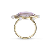 Unicorn Popcorn Pearl & Diamond Mosaic Ring in 14K Yellow Gold Plated Sterling Silver