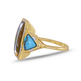 Wild & Free Diamond Mosaic Turquoise Ring in 14K Yellow Gold Plated Sterling Silver