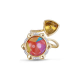Girl on Fire Citrine & Diamond Open Ring in 14K Yellow Gold Plated Sterling Silver
