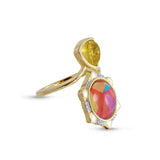 Girl on Fire Citrine & Diamond Open Ring in 14K Yellow Gold Plated Sterling Silver