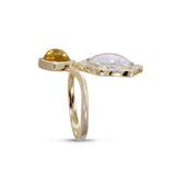Girl on Fire Citrine & Diamond Open Ring in 14K Yellow Gold Plated Sterling Silver