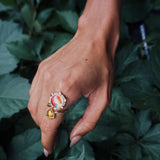Girl on Fire Citrine & Diamond Open Ring in 14K Yellow Gold Plated Sterling Silver