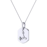 Pisces Two Fish Aquamarine & Diamond Constellation Tag Pendant Necklace in 14K White Gold