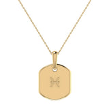 Pisces Two Fish Aquamarine & Diamond Constellation Tag Pendant Necklace in 14K Yellow Gold Vermeil on Sterling Silver
