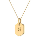 Pisces Two Fish Aquamarine & Diamond Constellation Tag Pendant Necklace in 14K Yellow Gold Vermeil on Sterling Silver