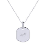 Sagittarius Archer Blue Topaz & Diamond Constellation Tag Pendant Necklace in Sterling Silver