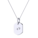 Sagittarius Archer Blue Topaz & Diamond Constellation Tag Pendant Necklace in Sterling Silver