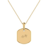 Sagittarius Archer Blue Topaz & Diamond Constellation Tag Pendant Necklace in 14K Yellow Gold Vermeil on Sterling Silver